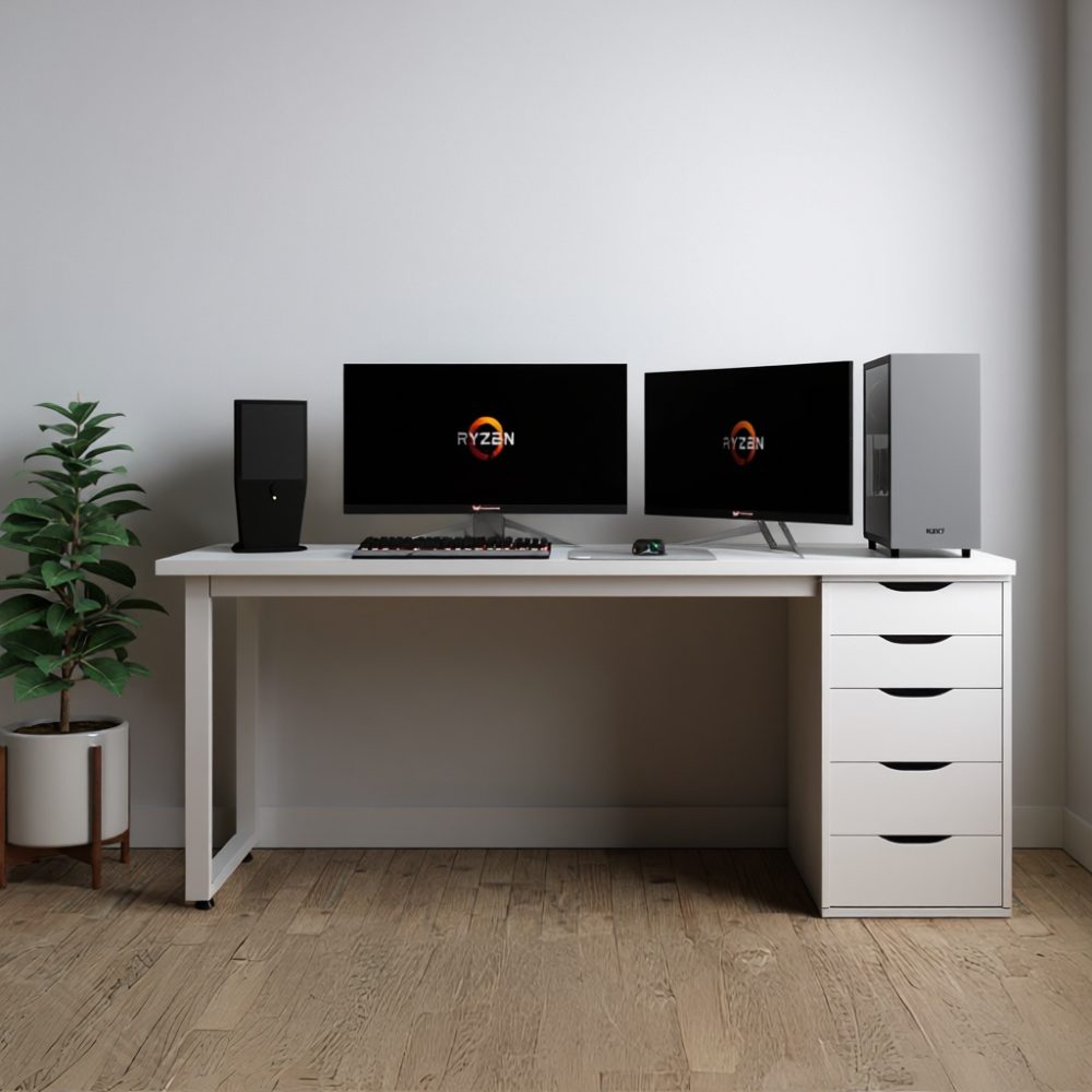 Thiết kế màu trắng tinh khôi của bàn gaming BLV115