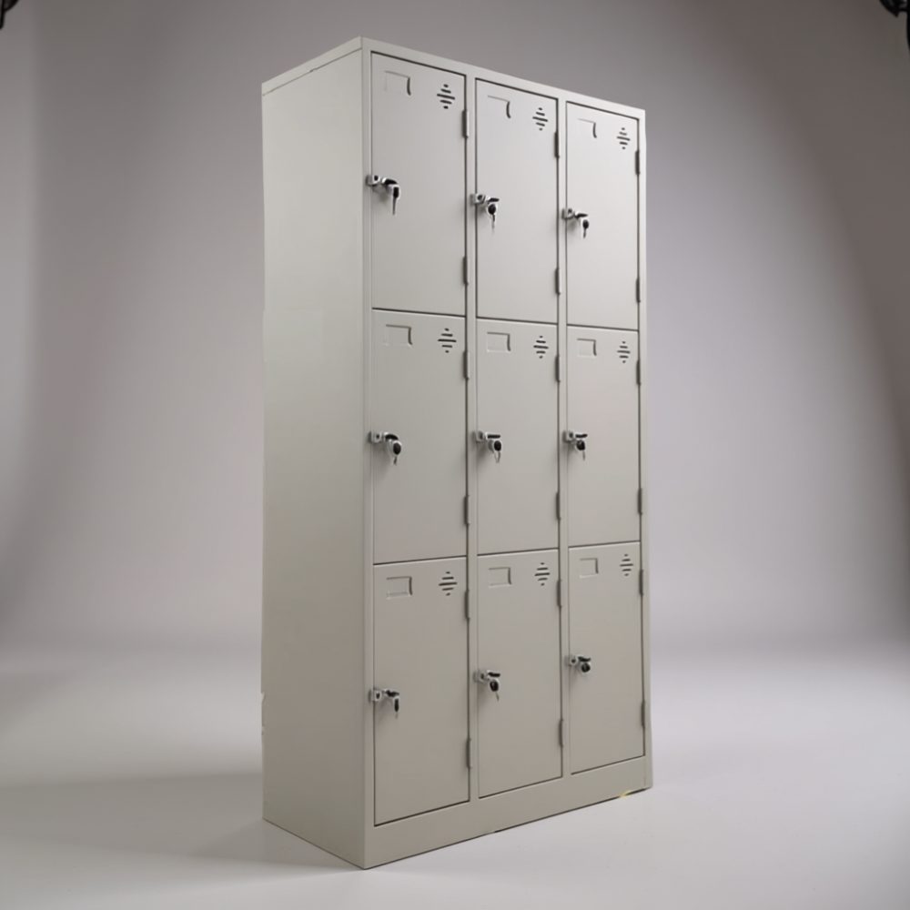 Tủ locker sắt 9 ngăn LK09 làm từ thép sơn tĩnh điện chống gỉ bền chắc