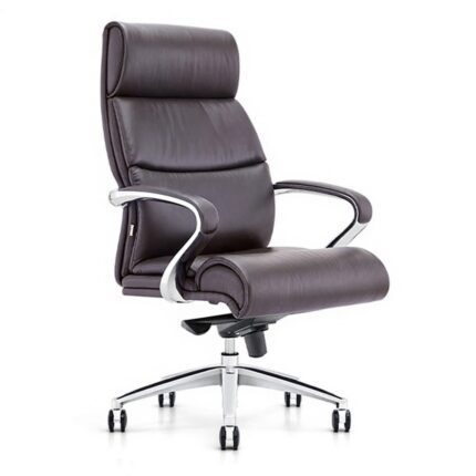 Ghế Giám Đốc Da PU Lưng Cao Nâu Trầm YS-1102A – Xoay Cao Cấp Chân Nhôm