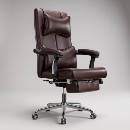 Ghế Giám Đốc Da PU Ngả 165° Gác Chân – Nâu Sang Trọng