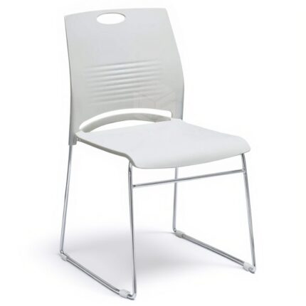 Ghế Quỳ Văn Phòng Nhựa PP G8207T Chân Crom Trắng