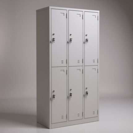 Tủ Sắt Locker 6 Ngăn QA6 Màu Ghi – Bền Bỉ, Riêng Tư, Tiết Kiệm Diện Tích